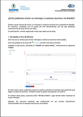 Portada del documento: Cómo mandar mensajes a los alumnos