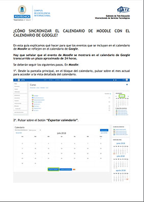Portada del documento: Cómo sincronizar el calendario de Google con el de Moodle
