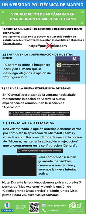 Portada del documento: Infografía sobre visualización de 49 cámaras en una reunión de Microsoft Teams