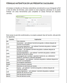 Portada del documento: Funciones matemáticas que pueden utilizarse en el tipo de pregunta 