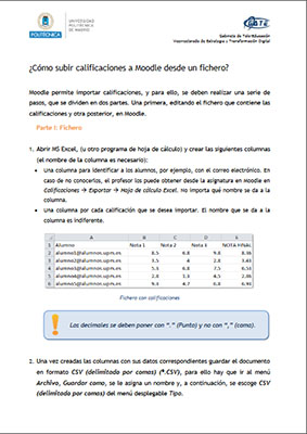 Portada del documento: ¿Cómo subir calificaciones a Moodle desde un fichero?