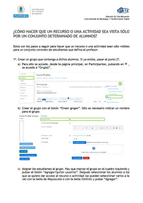 Portada del documento: ¿Cómo hacer que un recurso o actividad sea vista solo por un conjunto determinado de estudiantes?
