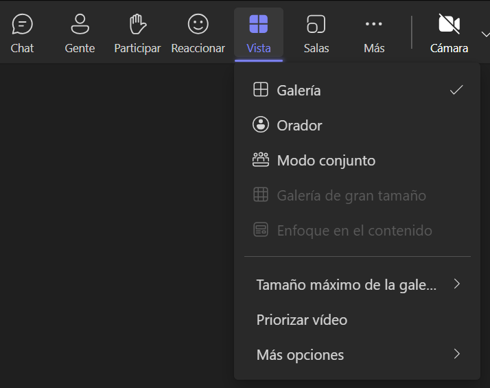 Opciones del menú de más acciones para permitir la visualización de 49 cámaras de forma simultanea