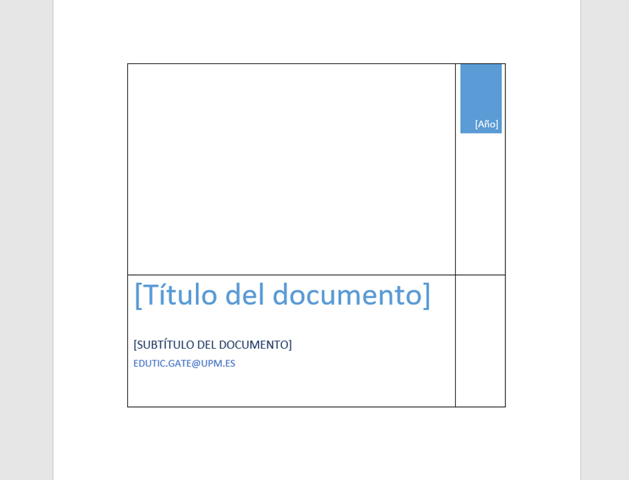 Portada con objetos en tabla. En la imagen se ven los dos objetos de la portada introducidos dentro de la tabla en celdas distintas.