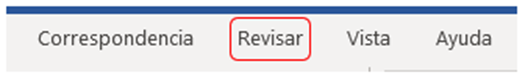 Imagen revisión de accesibilidad mediante menú. En la imagen se muestra el menú superior de Word, donde aparecen pestañas como 