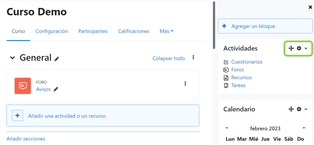 Opción de editar bloques