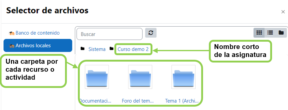 Carpetas de una asignatura