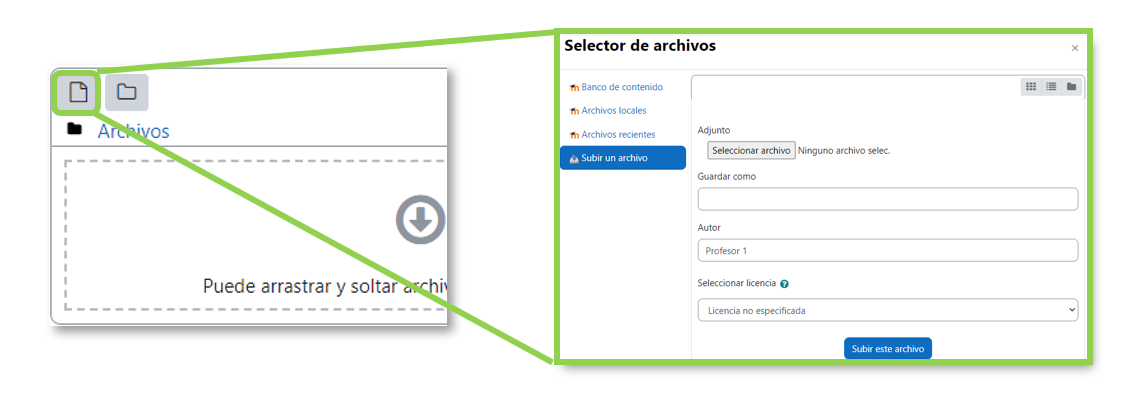 Imagen que muestra el selector de archivos al subir un archivo