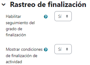 Rastreo de finalización