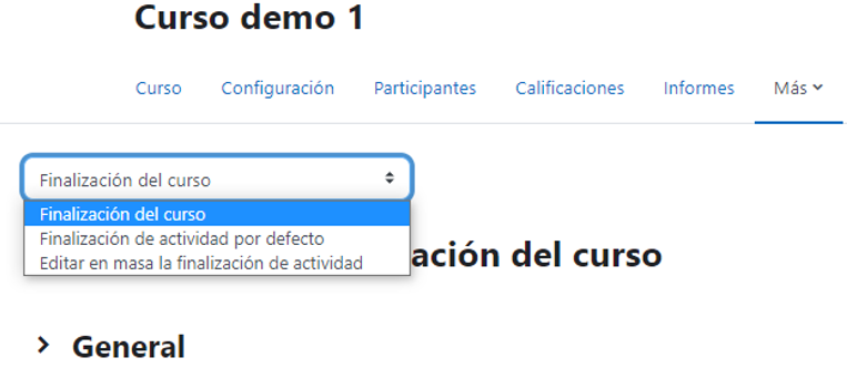 Configuración de la finalización del curso