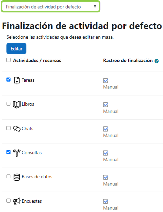 Finalización de la actividad por defecto