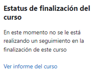 Bloque de estatus de finalización del curso