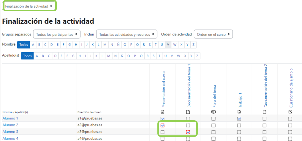 Finalización de la actividad de forma manual