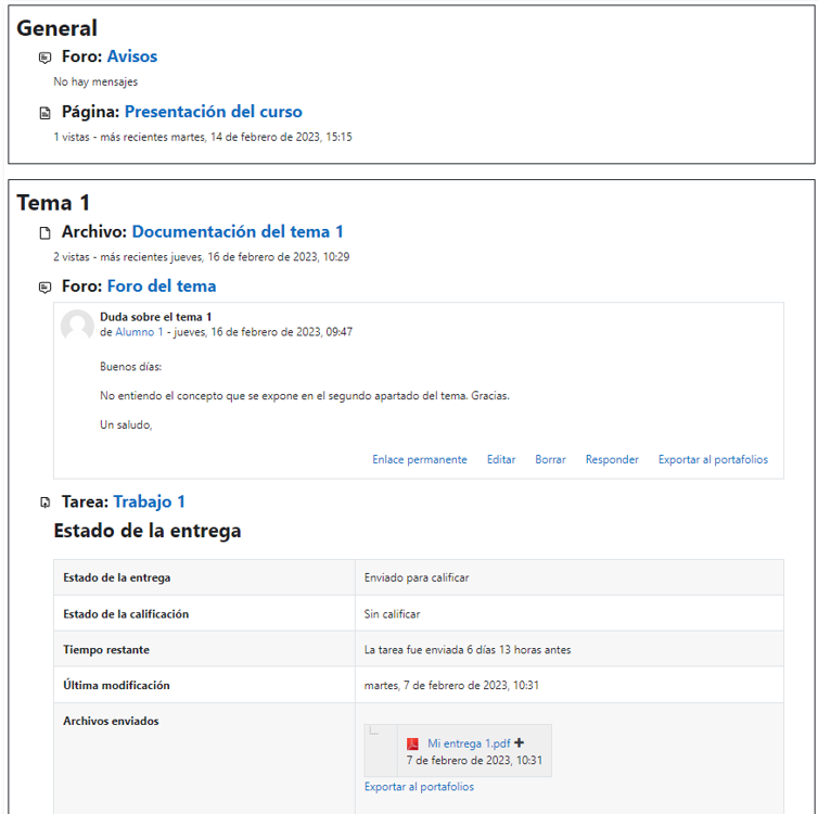 Vista del informe completo