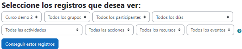 Consulta de los registros del curso