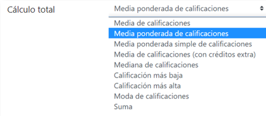 Modo de calificación de la categoría