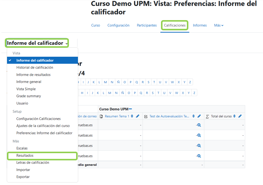 Acceso a los resultados