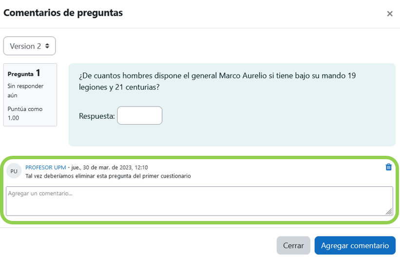 Comentarios en las preguntas