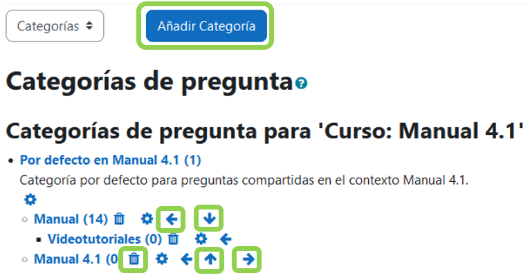 Gestión de categorías