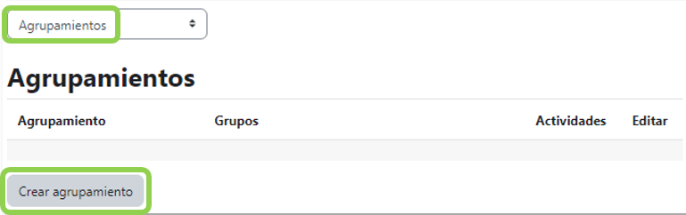 Crear un agrupamiento