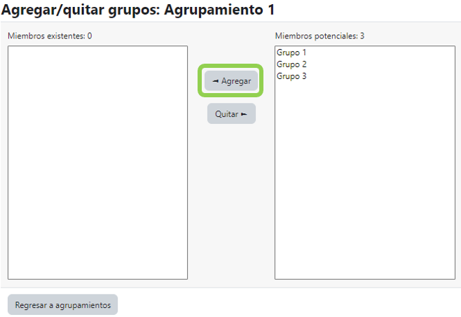 Añadir grupos al agrupamiento