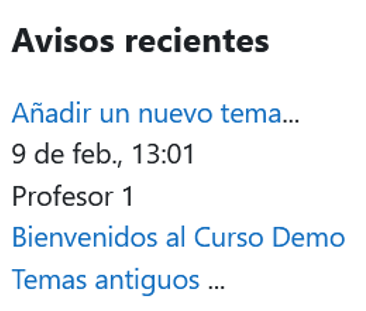 Bloque avisos recientes