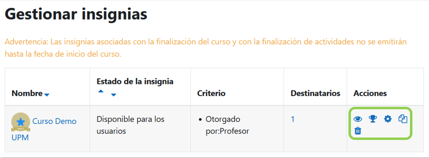 Gestión de insignias