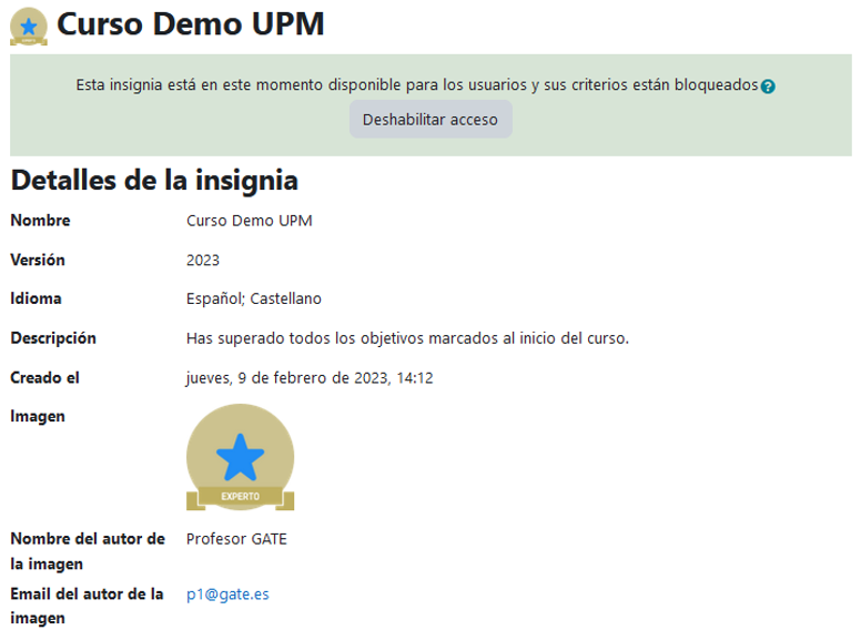 Visión global de una insignia