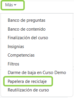 Acceso a la papelera de reciclaje