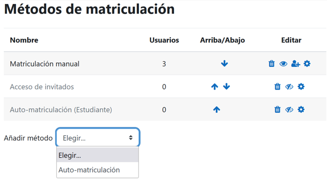 Métodos de matriculación