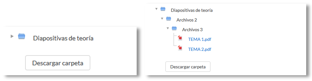 Carpeta reducida y expandida
