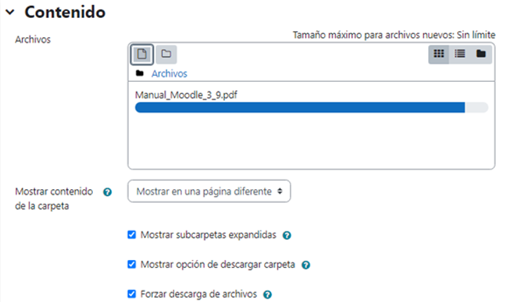 Vista de un archivo cargándose