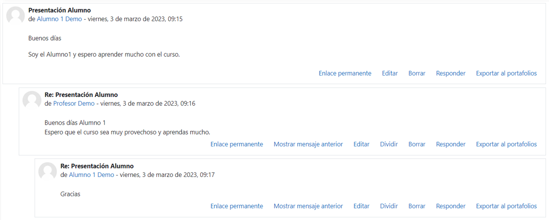 Ejemplo de foro en Moodle