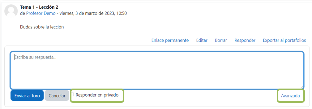 Respuesta rápida a un mensaje del foro