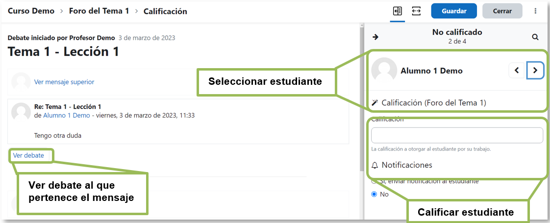 Entorno de calificación del foro