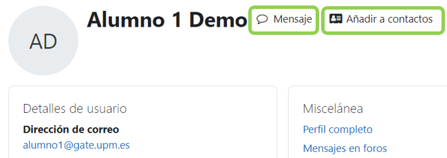 Enviar un mensaje o añadir un contacto
