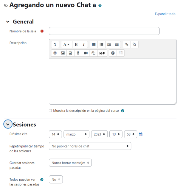 Creación de una sala de chat