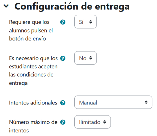 Configuración de entrega