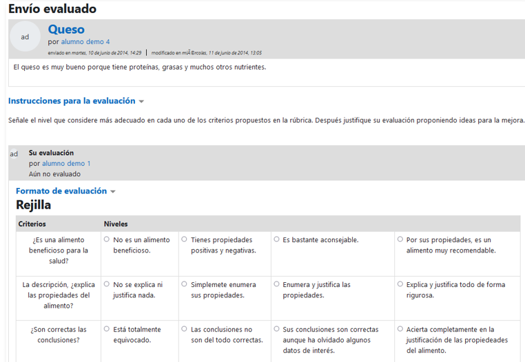 Plantilla de evaluación
