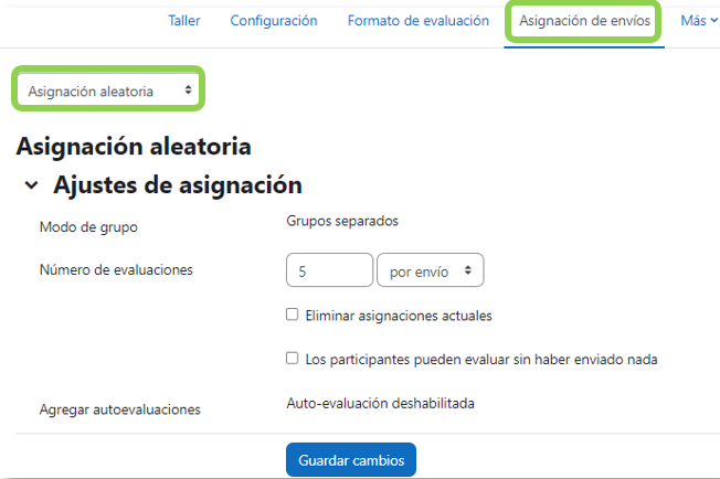 Ajustes de asignación aleatoria