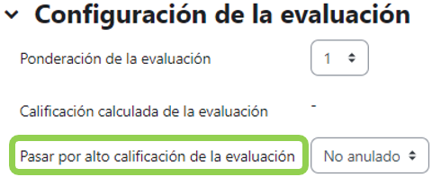 Edición de la calificación de una evaluación