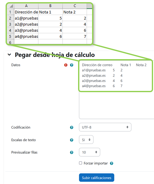 Copiar y pegar datos desde excel