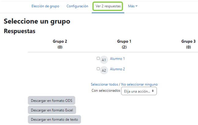 Vista y descarga de los resultados