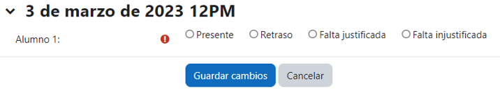 Registro de la asistencia por parte del estudiante