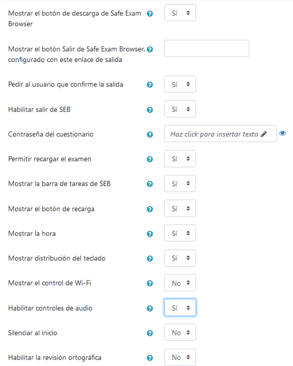 Configuración del Safe Exam Browser