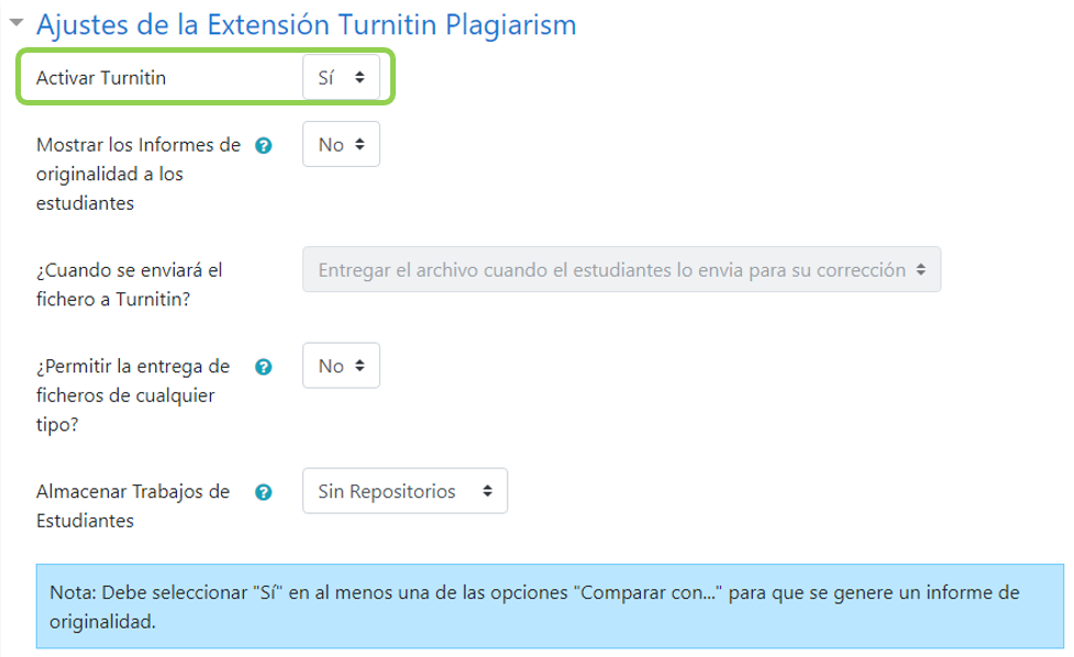 Activación de Turnitin