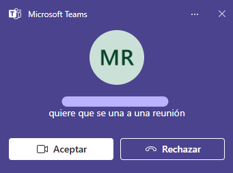 Mensaje que aparece cuando alguien le invita a una reunión