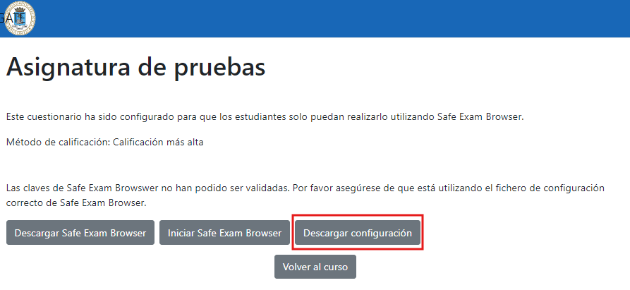 Impresión de pantalla que se encuentra un estudiante al acceder al cuestioanrio remarcando el botón 