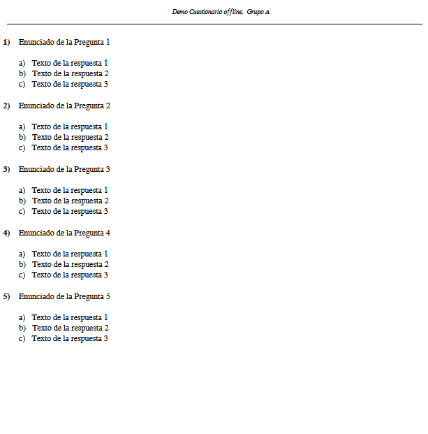 Vista de la segunda hoja de preguntas