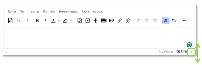 Variar el tamaño del editor de texto